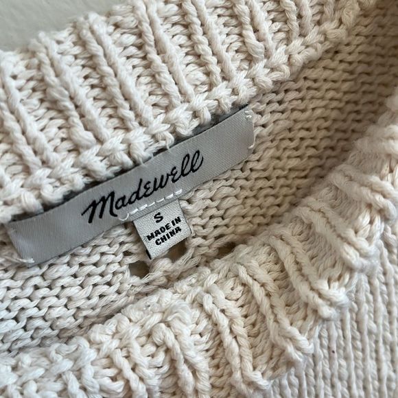 Madewell Pointelle Pullover Sweater Women’s Size S Cream - Picture 3 of 6
